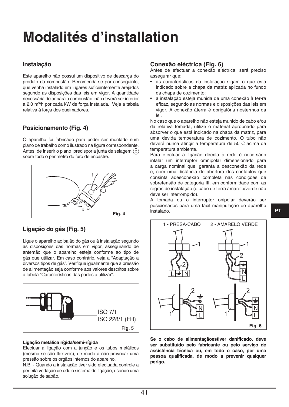 Modalités d’installation | Fulgor Milano PH 302 G X User Manual | Page 41 / 48