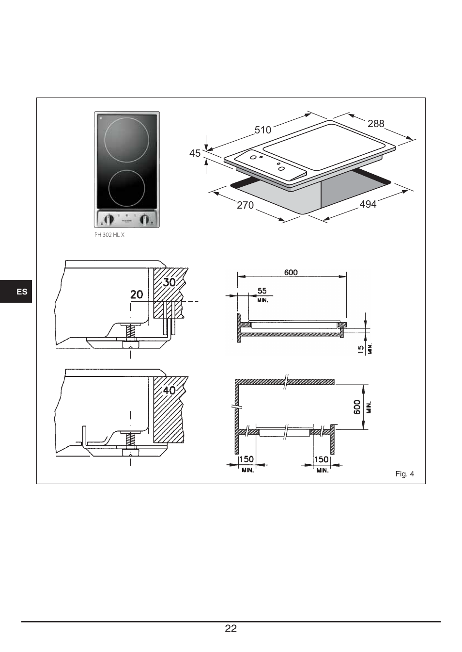 Fulgor Milano PH 302 HL X User Manual | Page 22 / 28