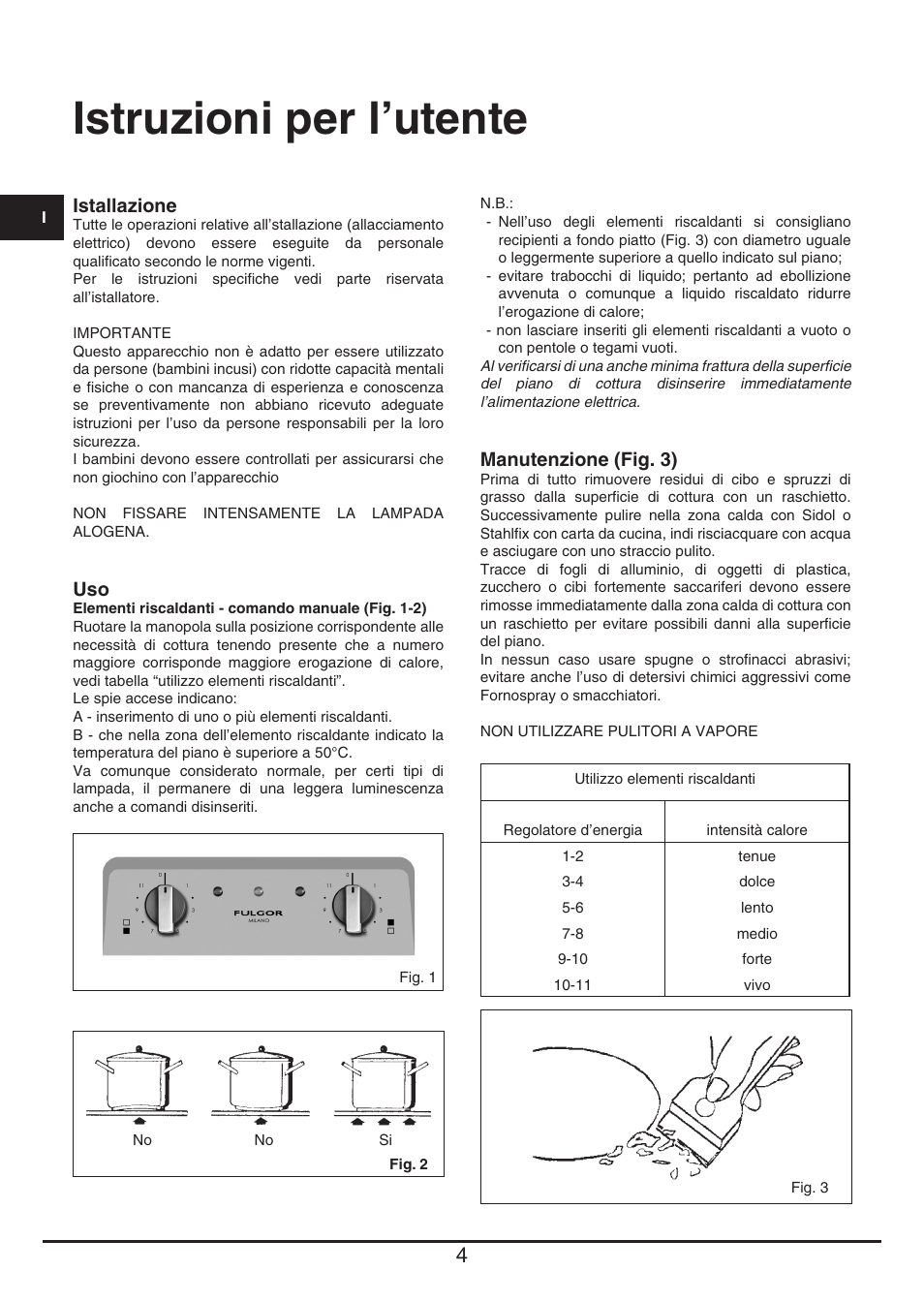 Istruzioni per l’utente | Fulgor Milano PH 302 HL X User Manual | Page 4 / 28