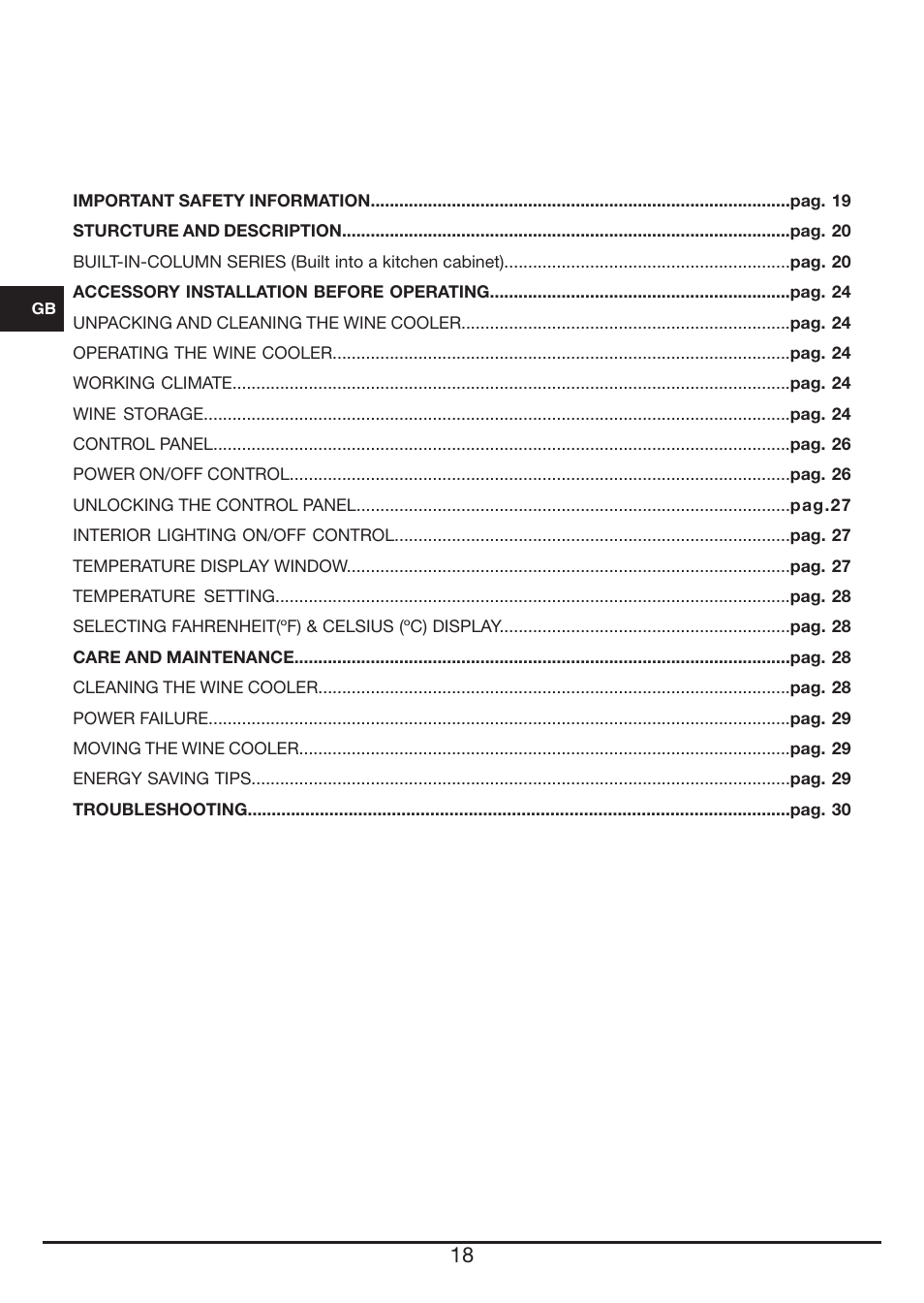 Fulgor Milano FWC 4524 TC User Manual | Page 18 / 88