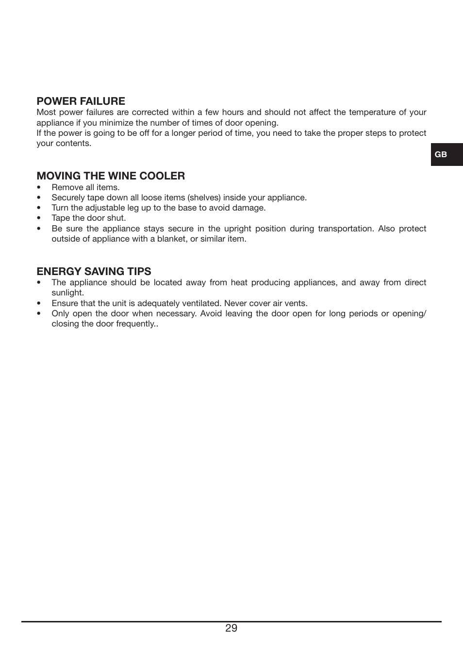 Fulgor Milano FWC 4524 TC User Manual | Page 29 / 88