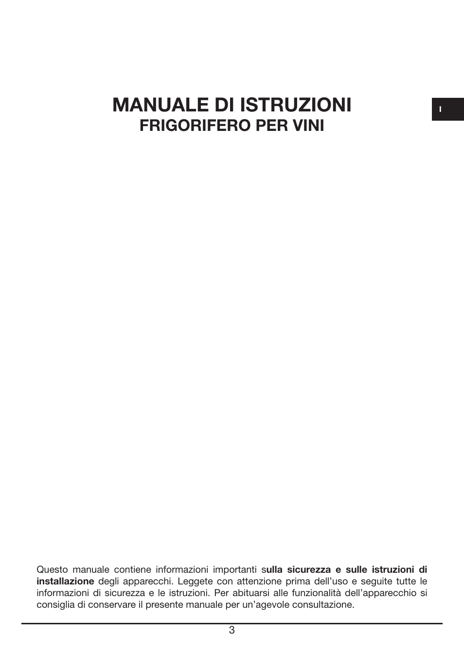 Manuale di istruzioni, Frigorifero per vini | Fulgor Milano FWC 4524 TC User Manual | Page 3 / 88