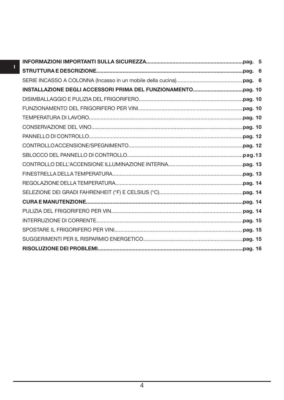 Fulgor Milano FWC 4524 TC User Manual | Page 4 / 88