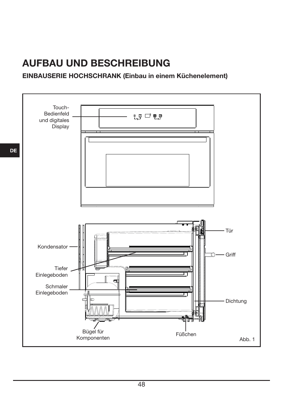 Aufbau und beschreibung | Fulgor Milano FWC 4524 TC User Manual | Page 48 / 88