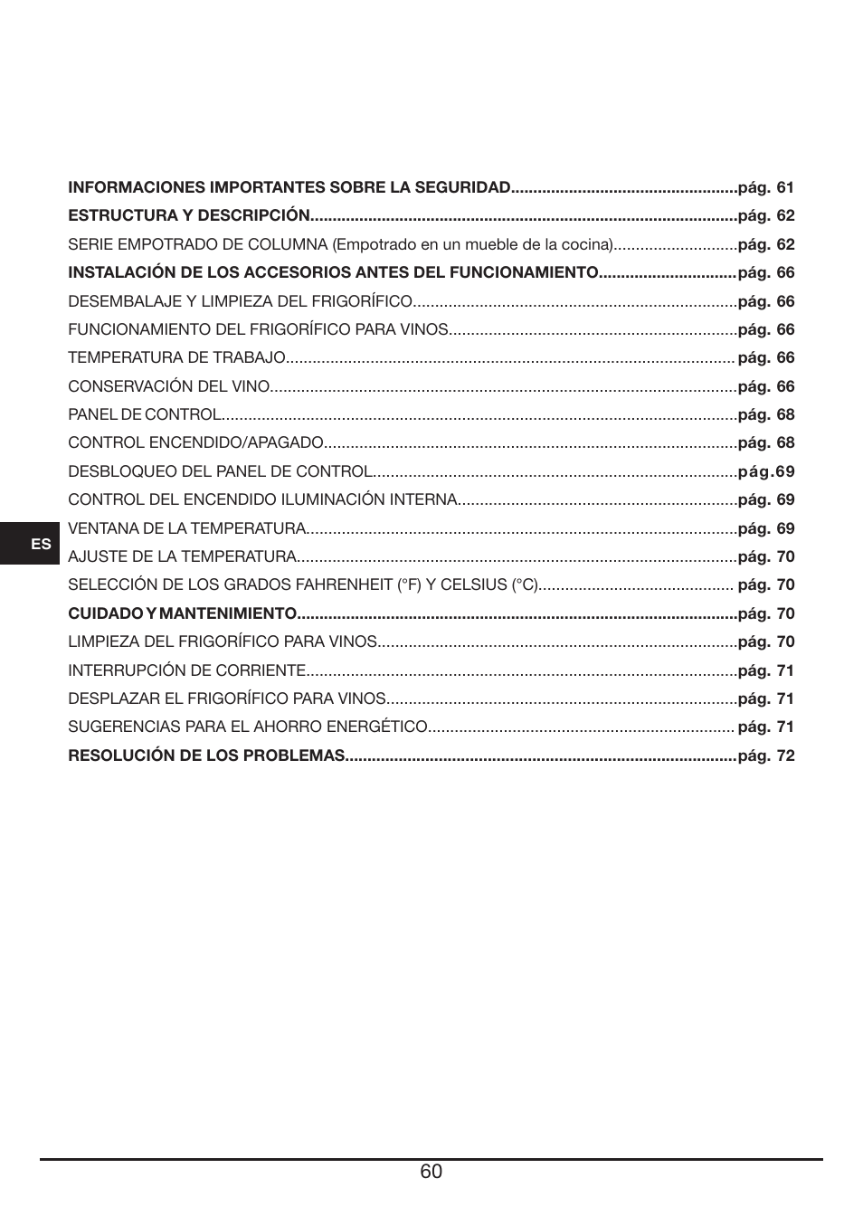 Fulgor Milano FWC 4524 TC User Manual | Page 60 / 88