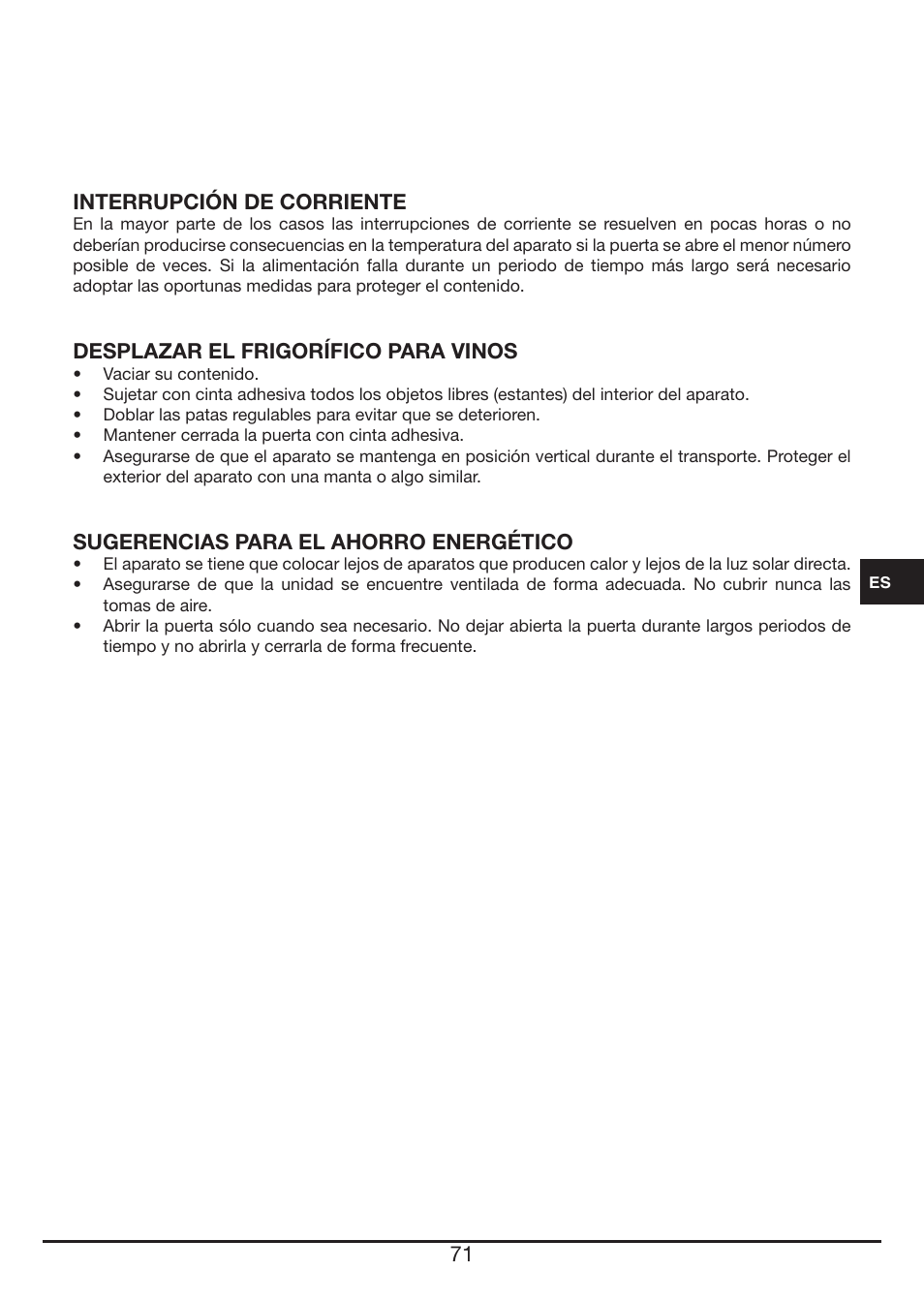 Fulgor Milano FWC 4524 TC User Manual | Page 71 / 88