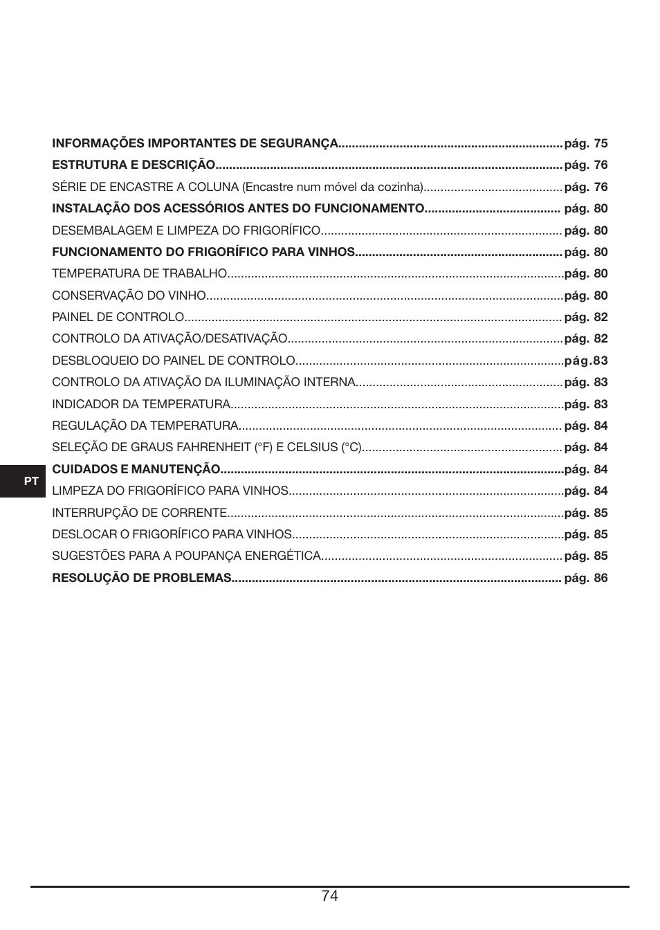 Fulgor Milano FWC 4524 TC User Manual | Page 74 / 88