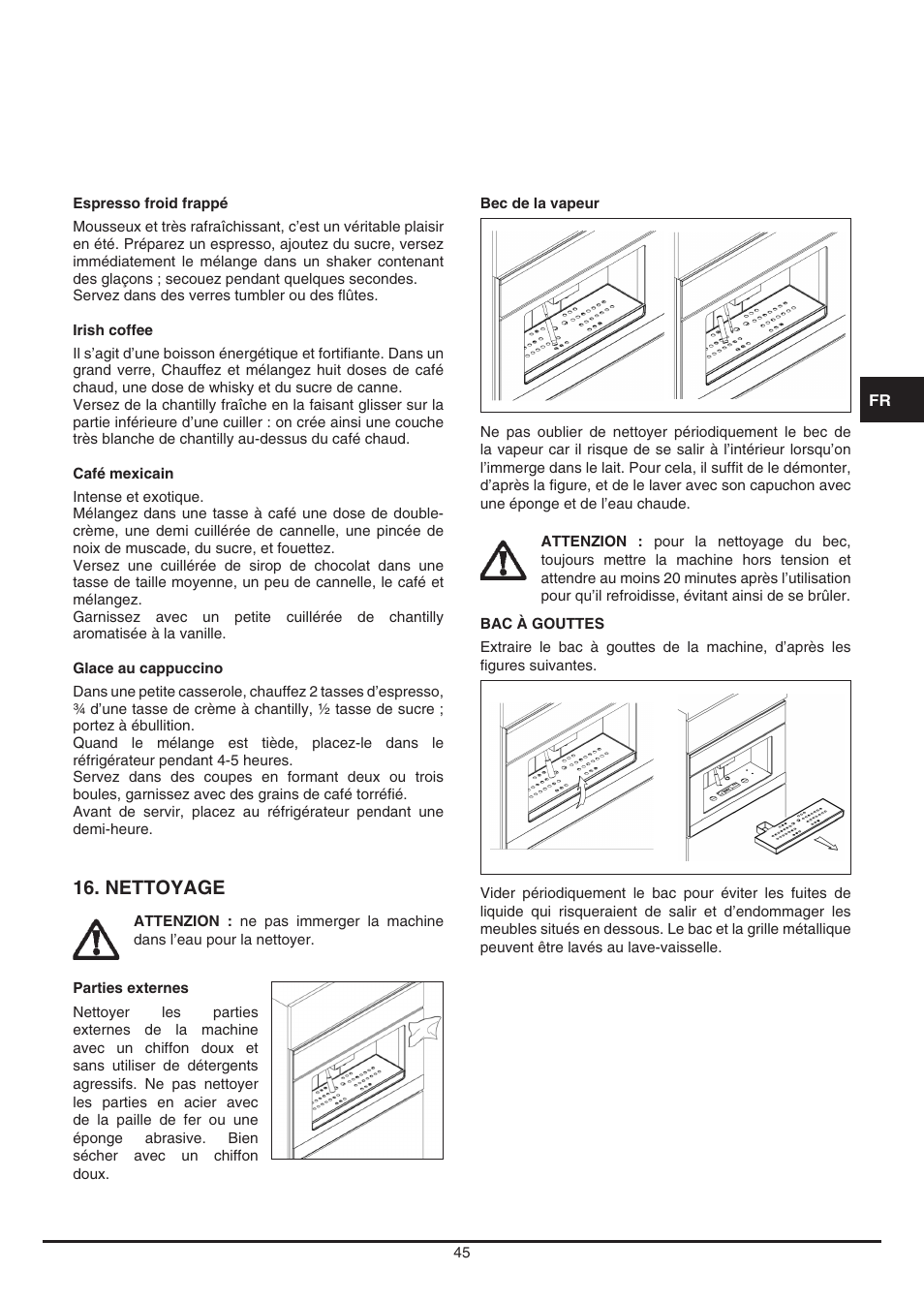 Nettoyage | Fulgor Milano CCM 4509 TC User Manual | Page 45 / 96