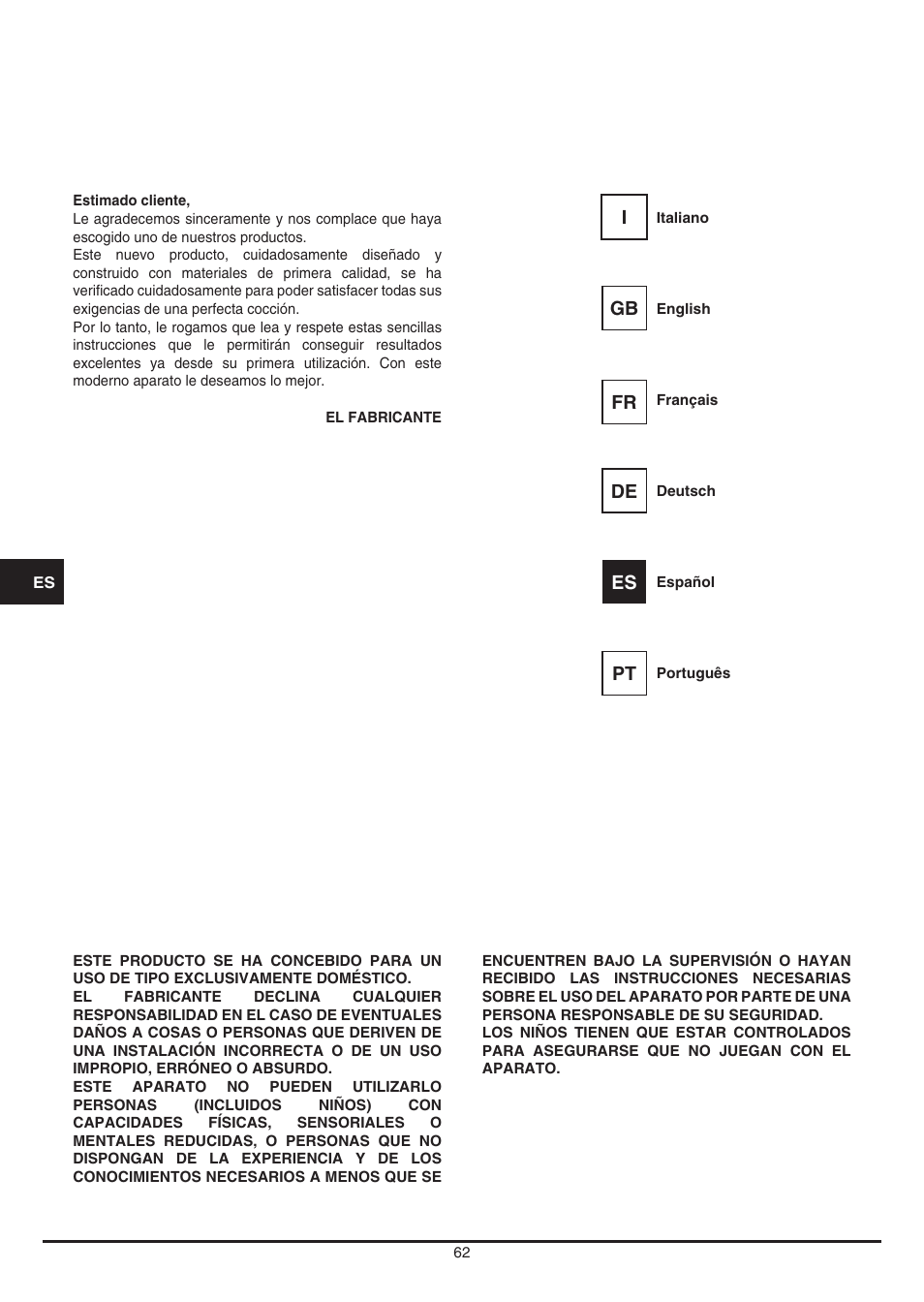 Fulgor Milano CCM 4509 TC User Manual | Page 62 / 96