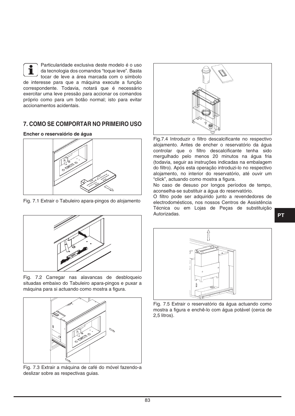 Como se comportar no primeiro uso | Fulgor Milano CCM 4509 TC User Manual | Page 83 / 96