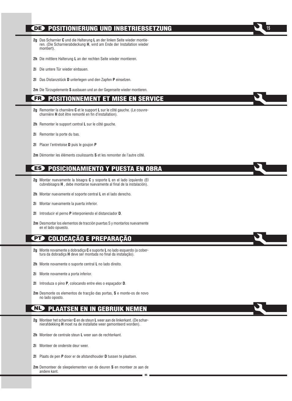 De fr es pt nl | Fulgor Milano FBC 342 TNFED User Manual | Page 15 / 44
