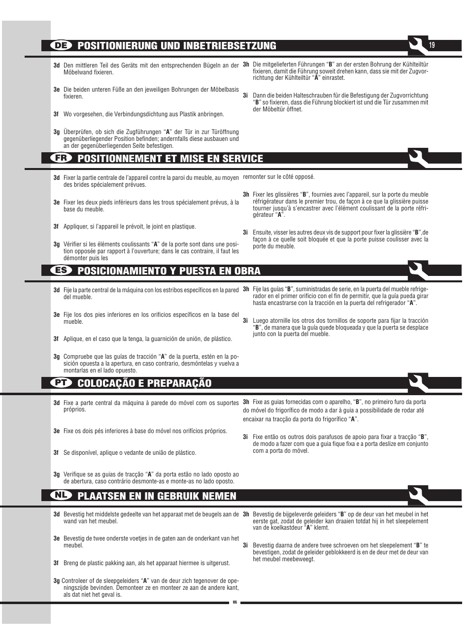 De fr es pt nl | Fulgor Milano FBC 342 TNFED User Manual | Page 19 / 44