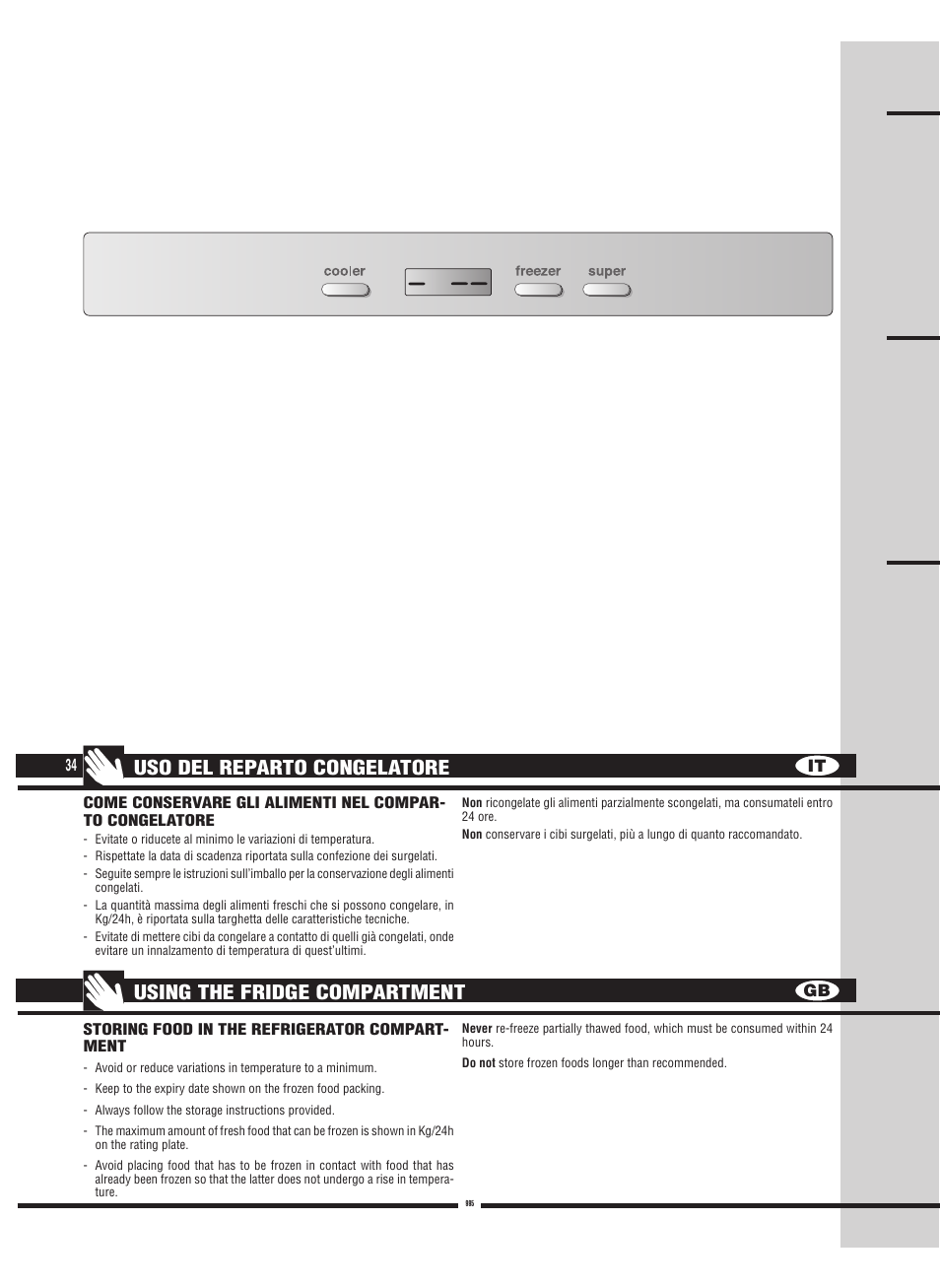 It gb 34 | Fulgor Milano FBC 342 TNFED User Manual | Page 34 / 44