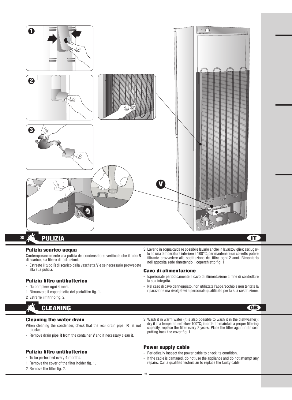 Pulizia cleaning | Fulgor Milano FBC 342 TNFED User Manual | Page 38 / 44