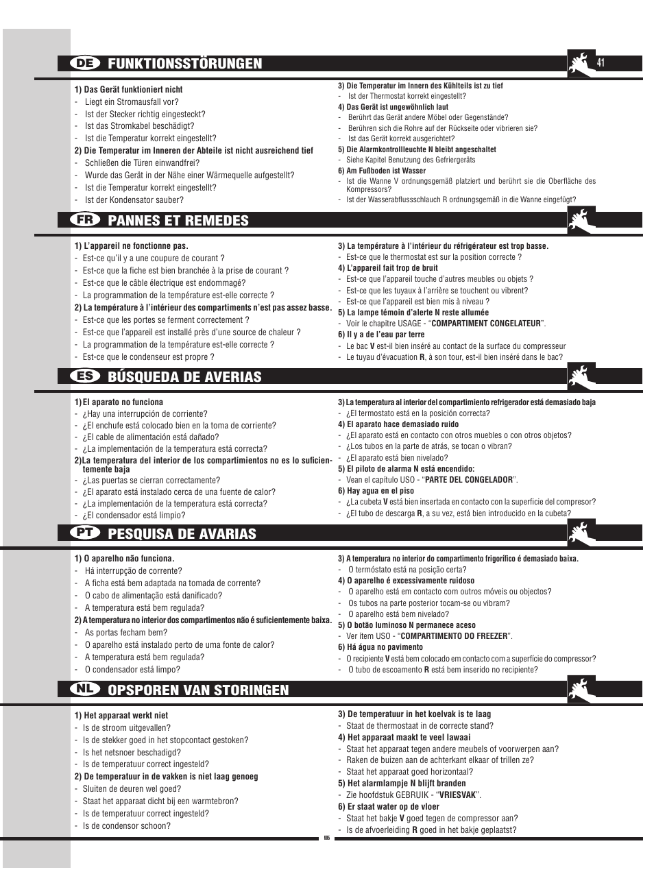 Opsporen van storingen | Fulgor Milano FBC 342 TNFED User Manual | Page 41 / 44