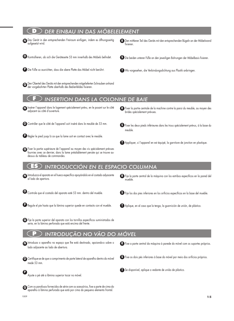 Df es p | Fulgor Milano FBC 332 FE User Manual | Page 15 / 36