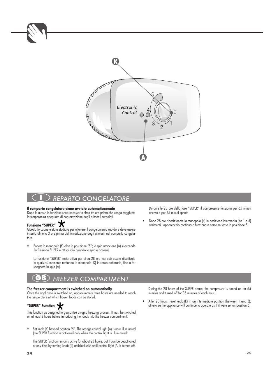 Reparto congelatore freezer compartment a k | Fulgor Milano FBC 332 FE User Manual | Page 24 / 36