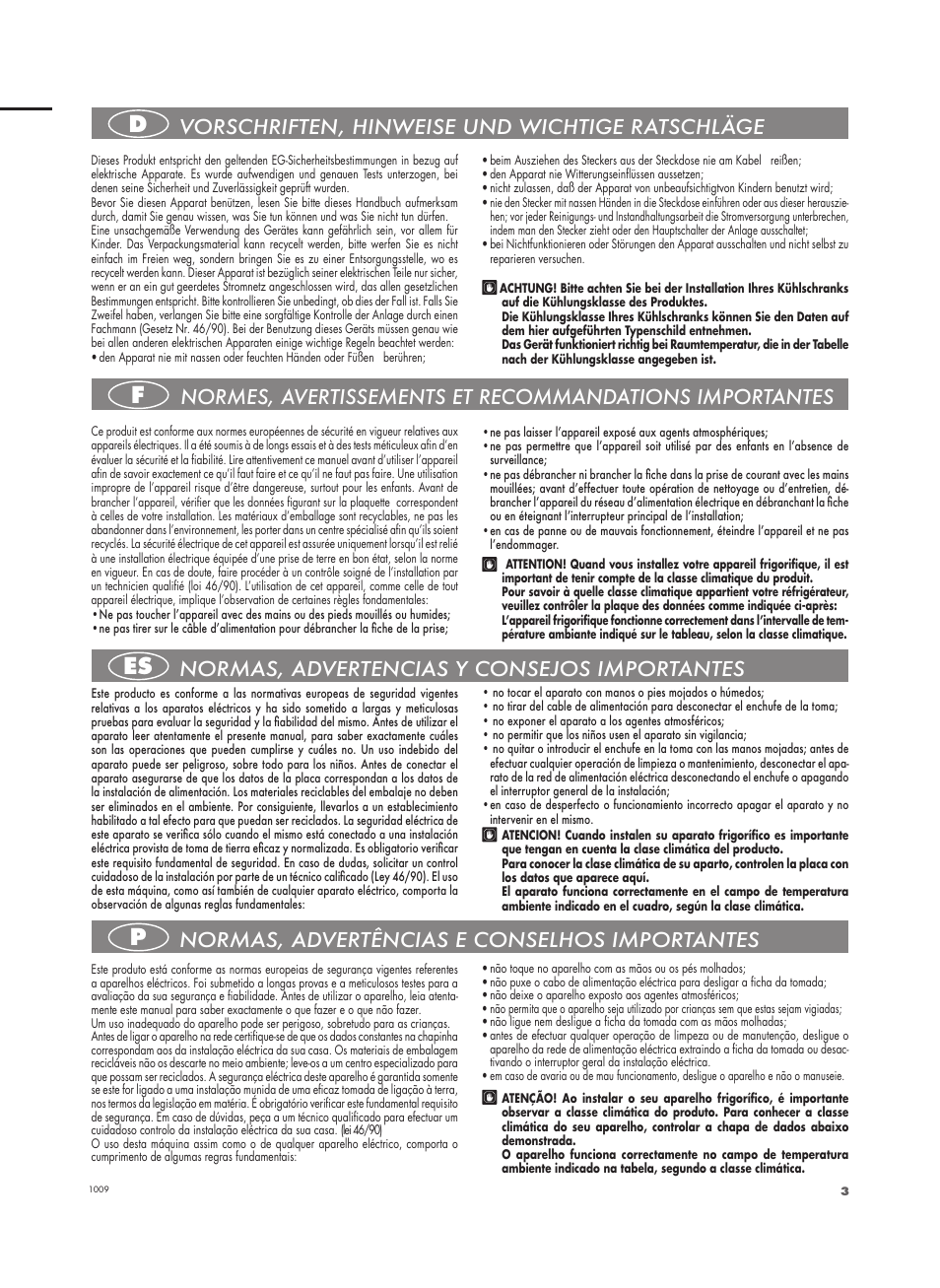 Df es p | Fulgor Milano FBC 332 FE User Manual | Page 3 / 36