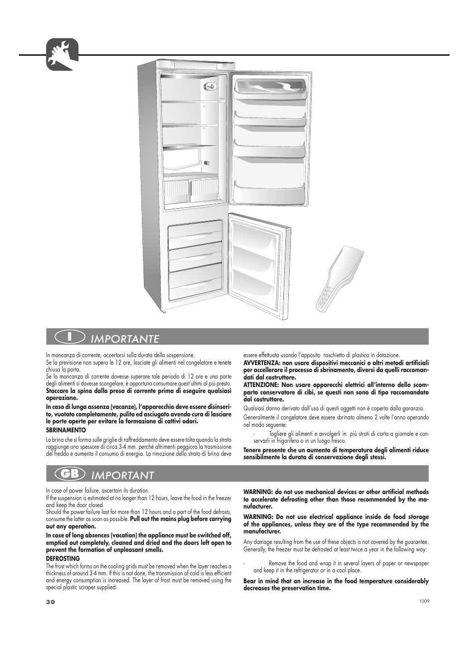 Importante, Important | Fulgor Milano FBC 332 FE User Manual | Page 30 / 36