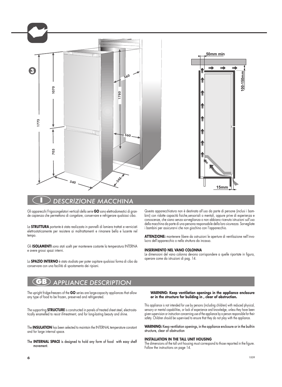 Descrlzlone macchina appliance description | Fulgor Milano FBC 332 FE User Manual | Page 6 / 36