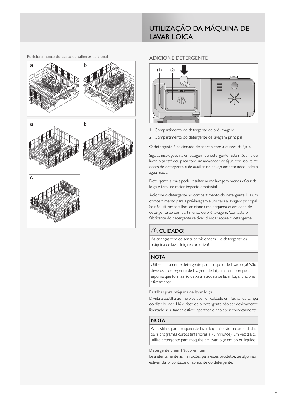 Utilização da máquina de lavar loiça | Fulgor Milano FDW9017 User Manual | Page 149 / 168