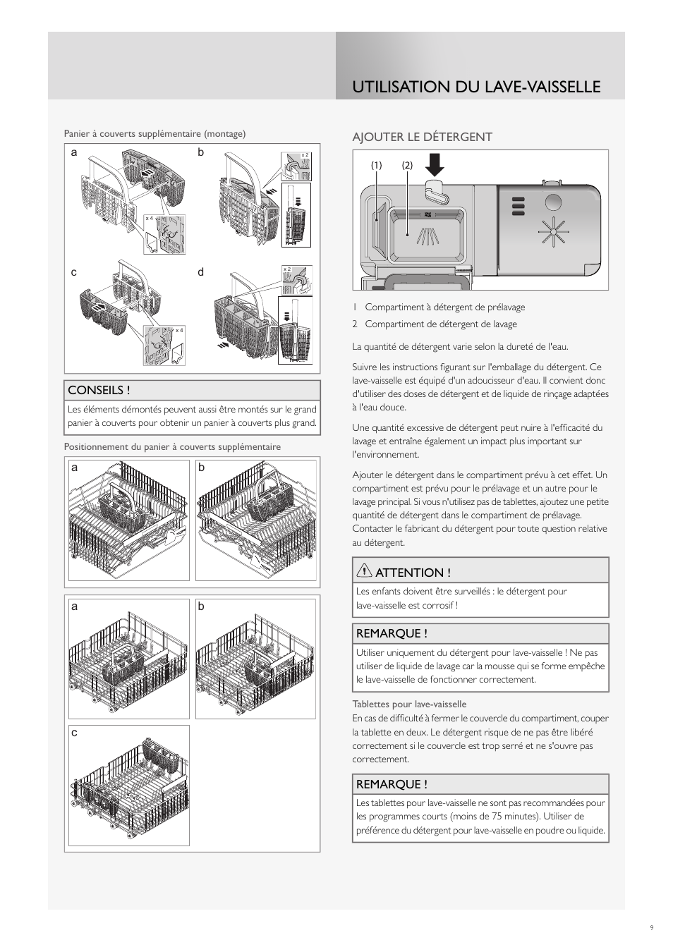 Utilisation du lave-vaisselle | Fulgor Milano FDW9017 User Manual | Page 65 / 168