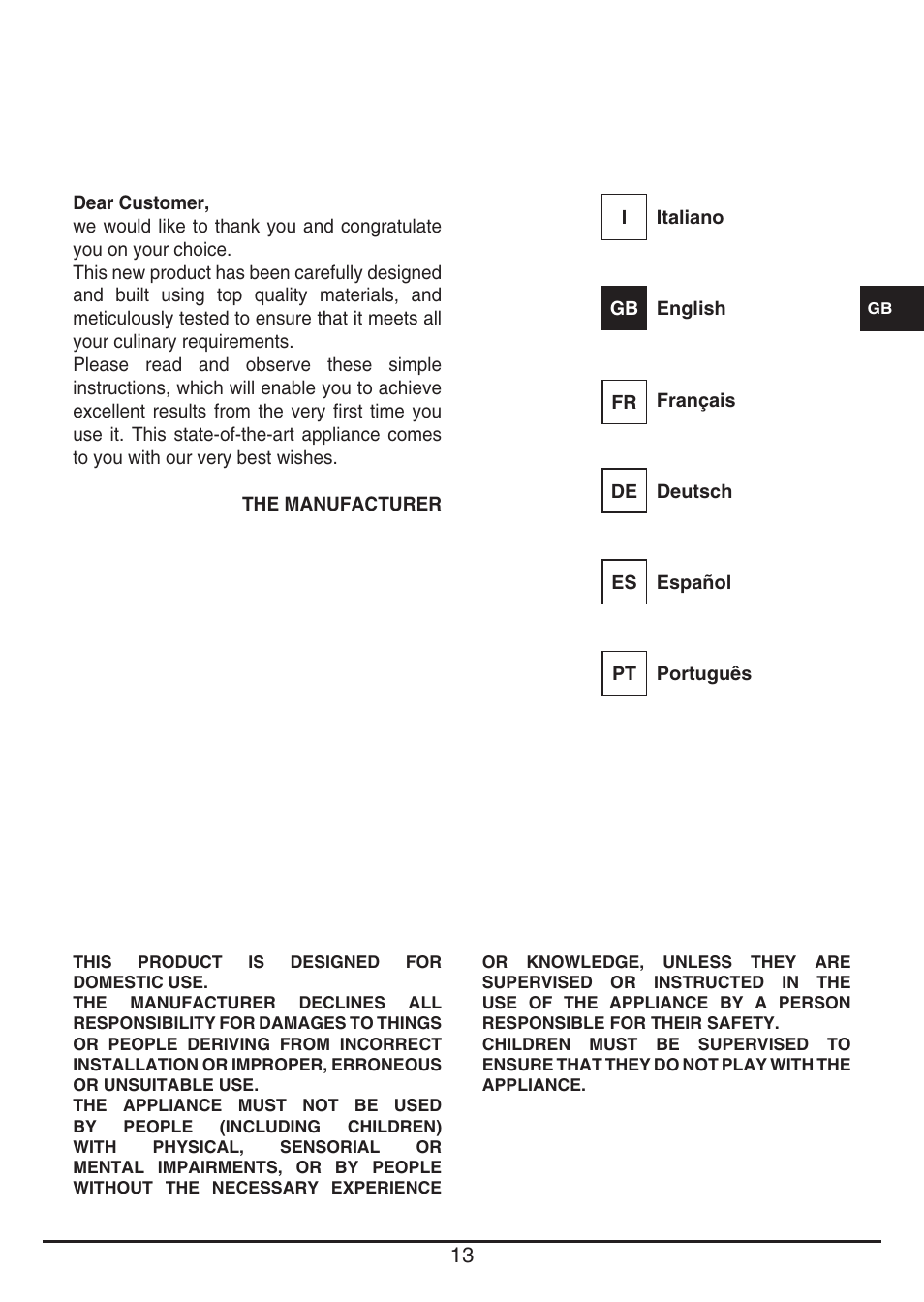 Fulgor Milano CHD 9003 TC User Manual | Page 13 / 36