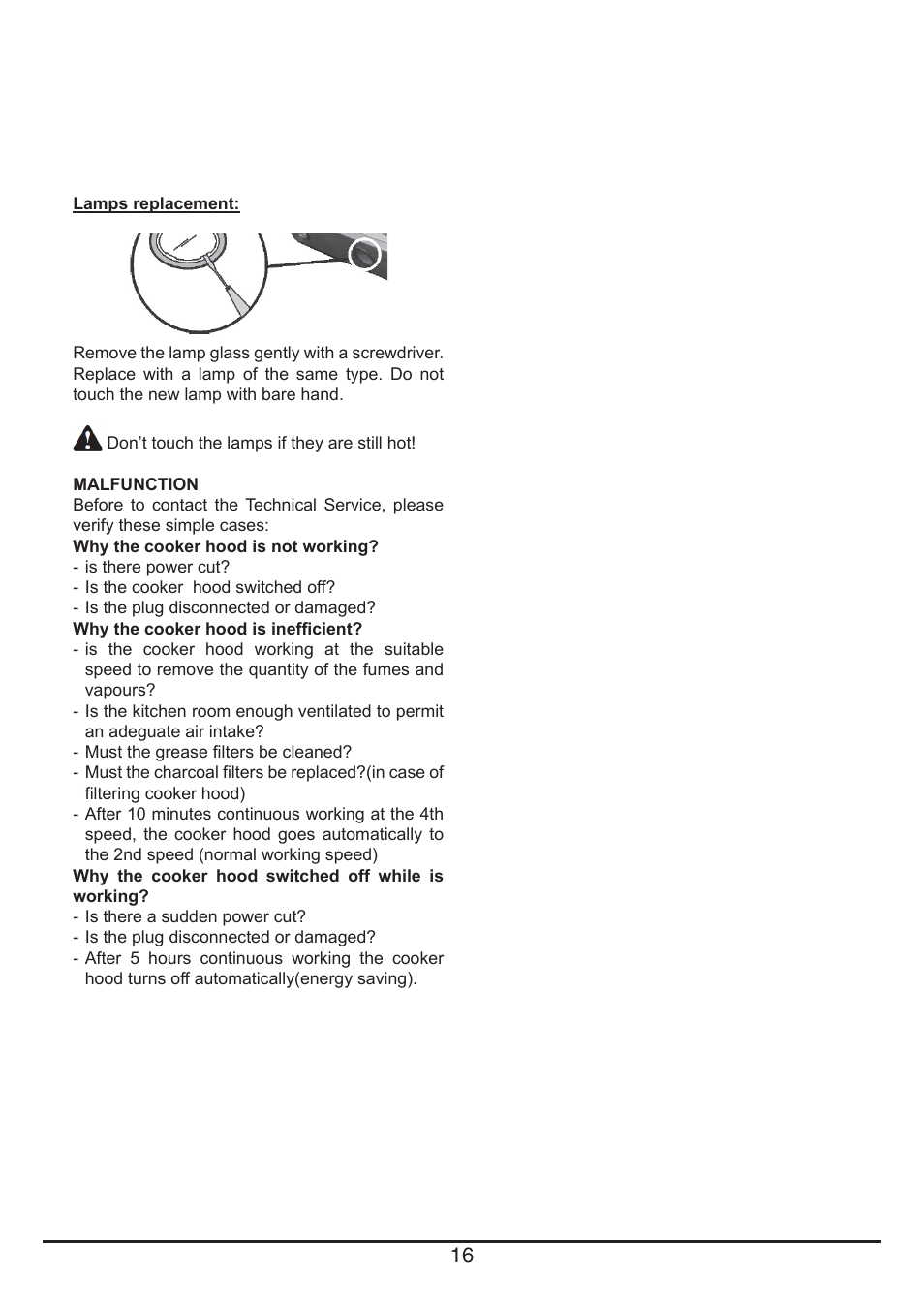 Fulgor Milano CHD 9003 TC User Manual | Page 16 / 36