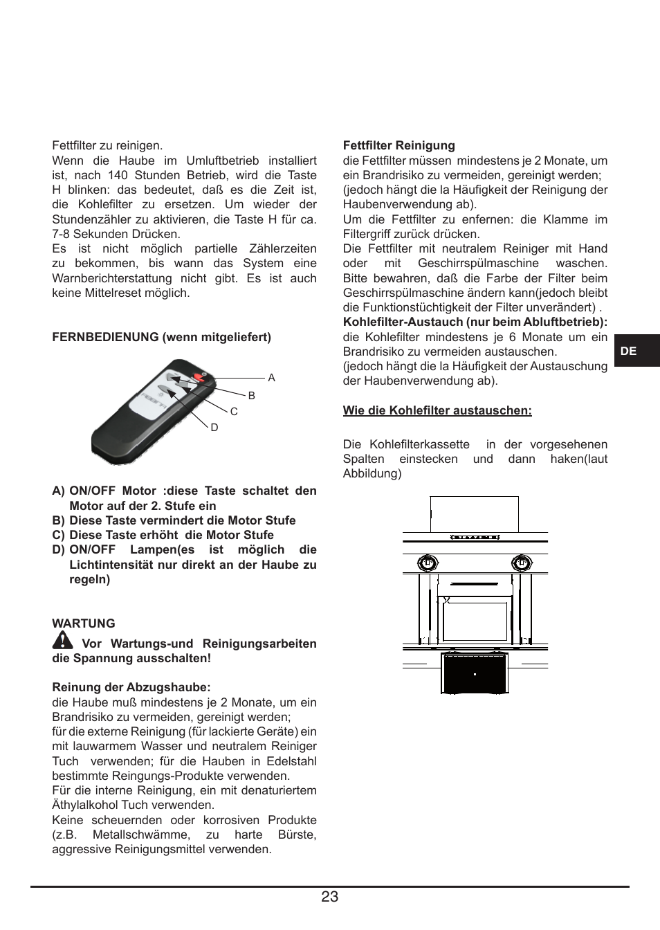 Fulgor Milano CHD 9003 TC User Manual | Page 23 / 36