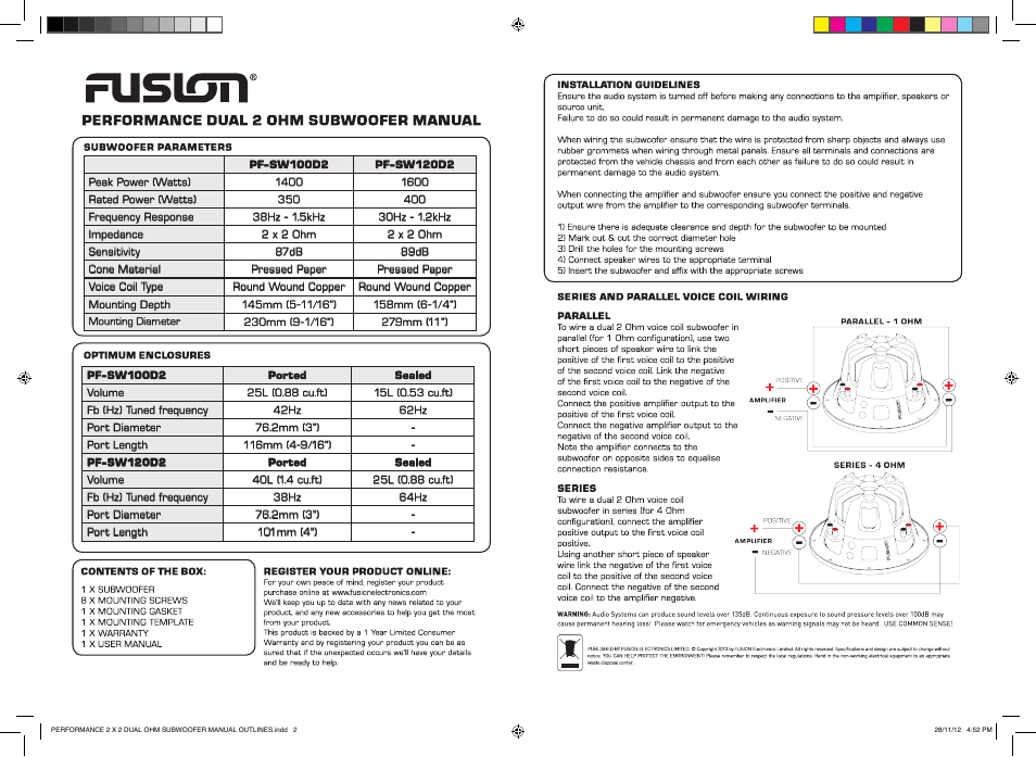 Fusion PF-SW100D2 User Manual | Page 2 / 2