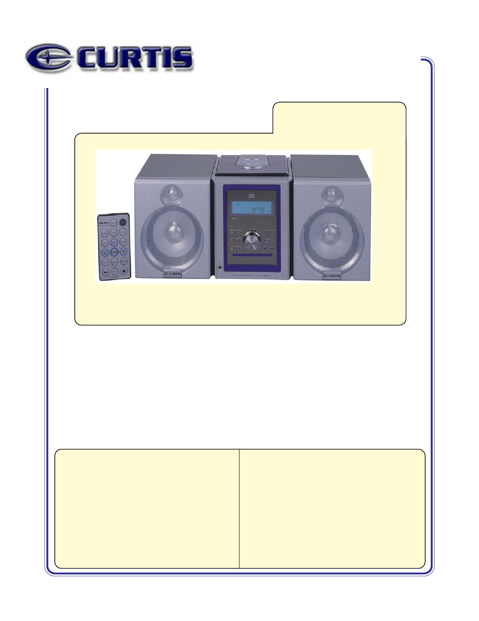 Curtis RCD869 User Manual | 1 page