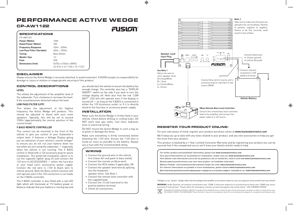 Performance active wedge | Fusion CP-AW1122 User Manual | Page 2 / 2