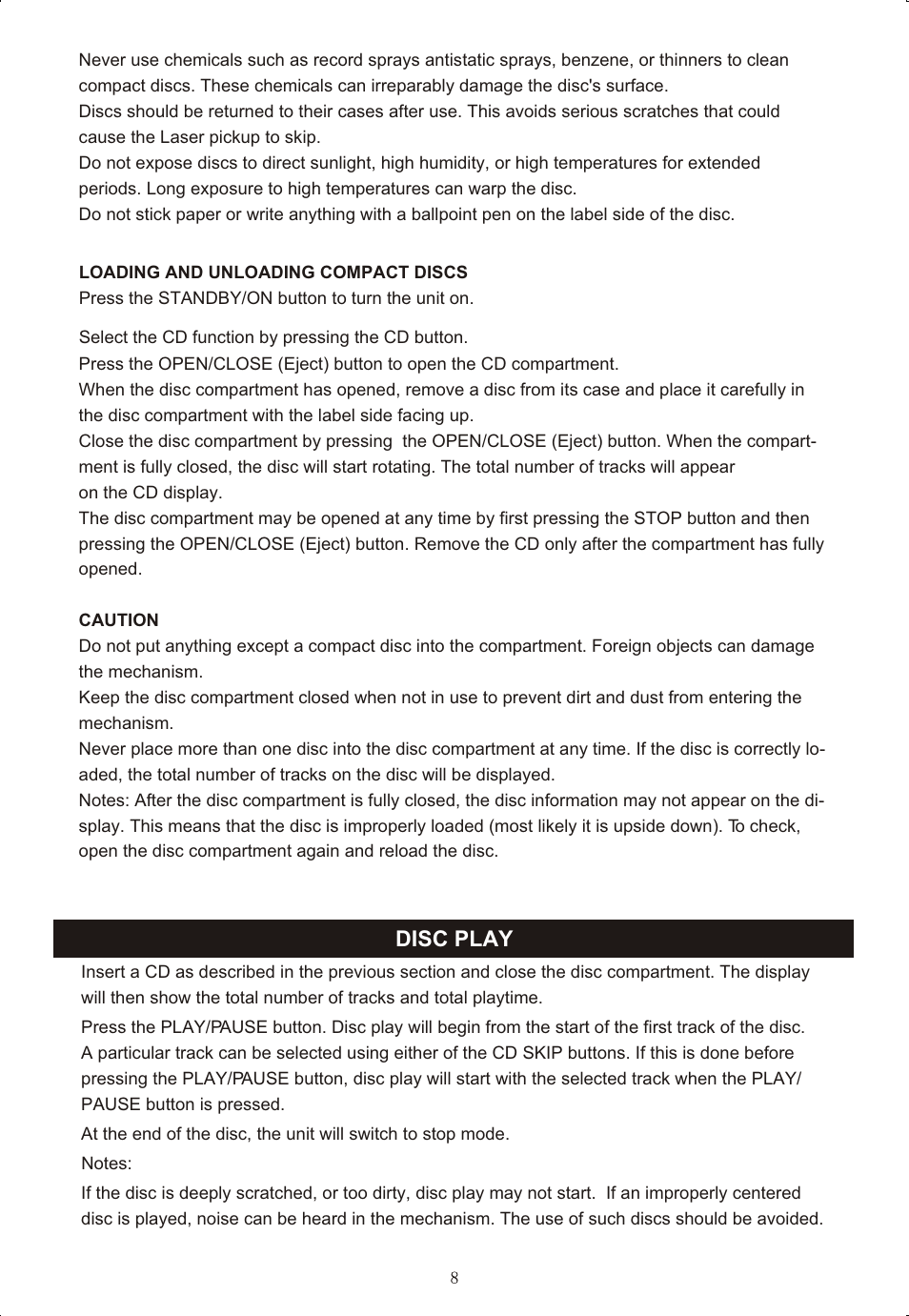 Т³гж 9, Disc play | Curtis RCD-718 User Manual | Page 9 / 13