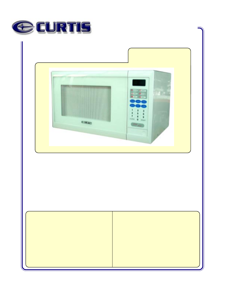 Curtis MW900 User Manual | 1 page