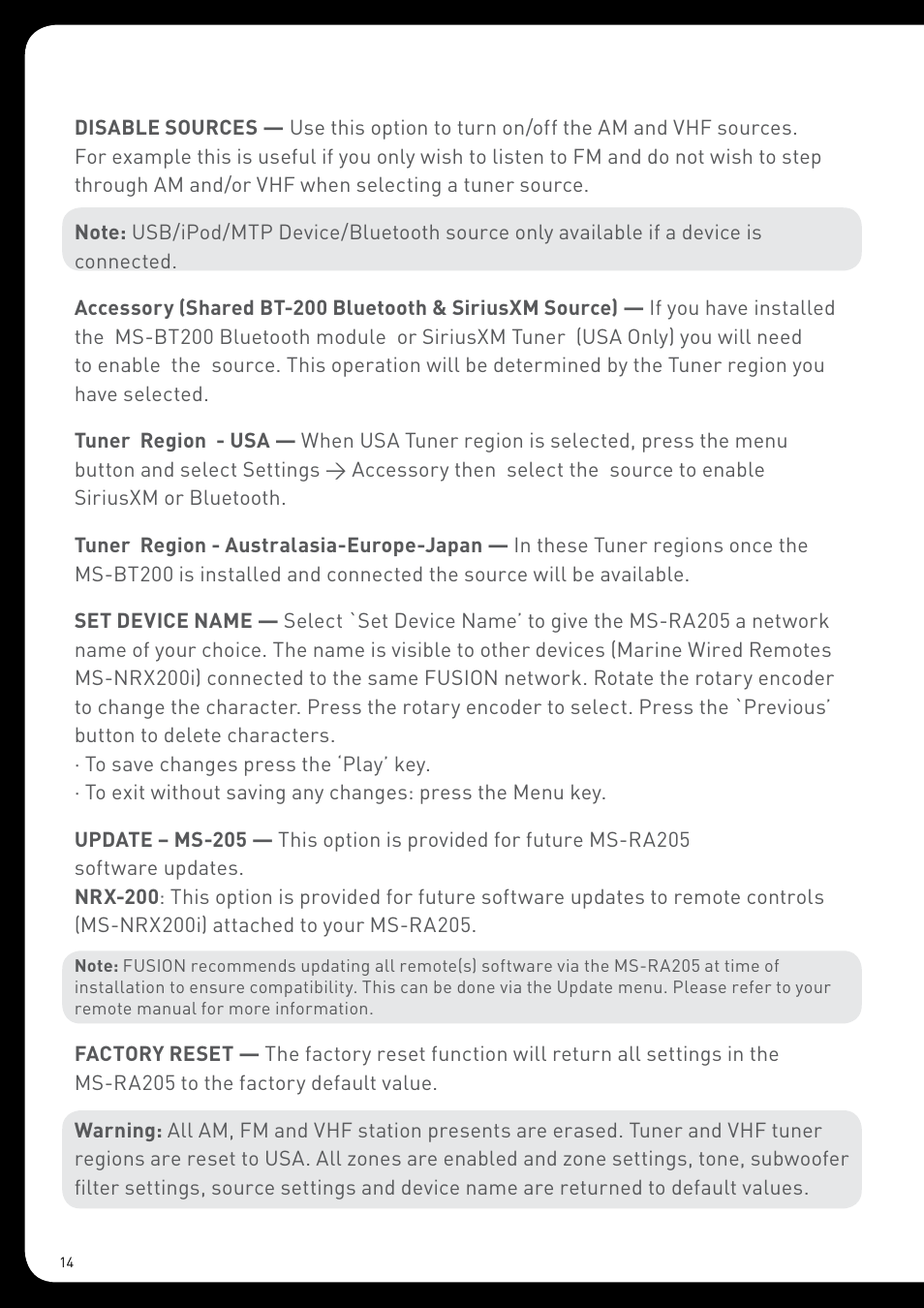 Fusion MS-RA205 User Manual | Page 14 / 32