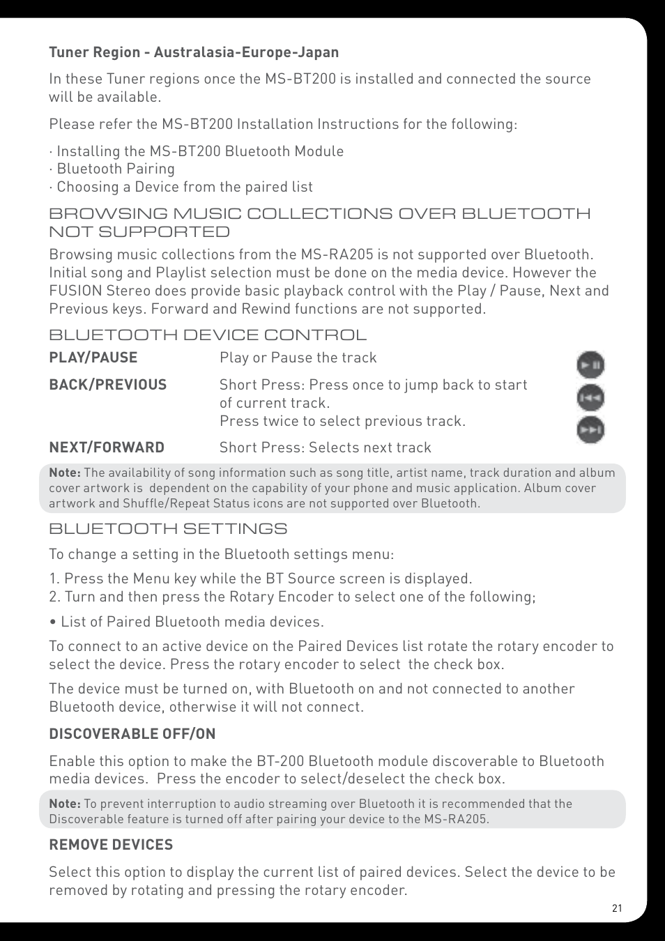 Fusion MS-RA205 User Manual | Page 21 / 32