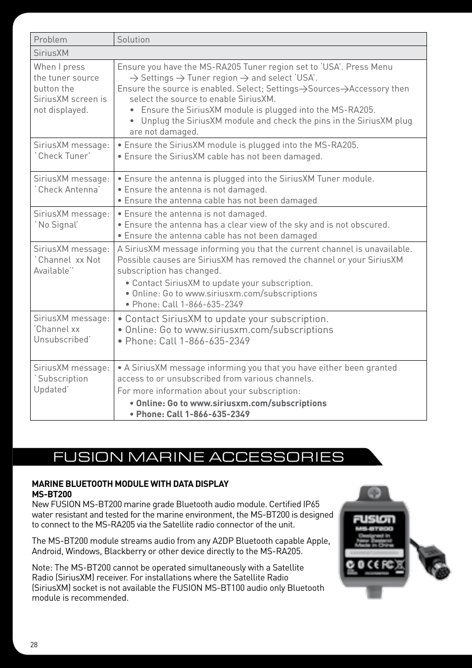 Fusion marine accessories | Fusion MS-RA205 User Manual | Page 28 / 32
