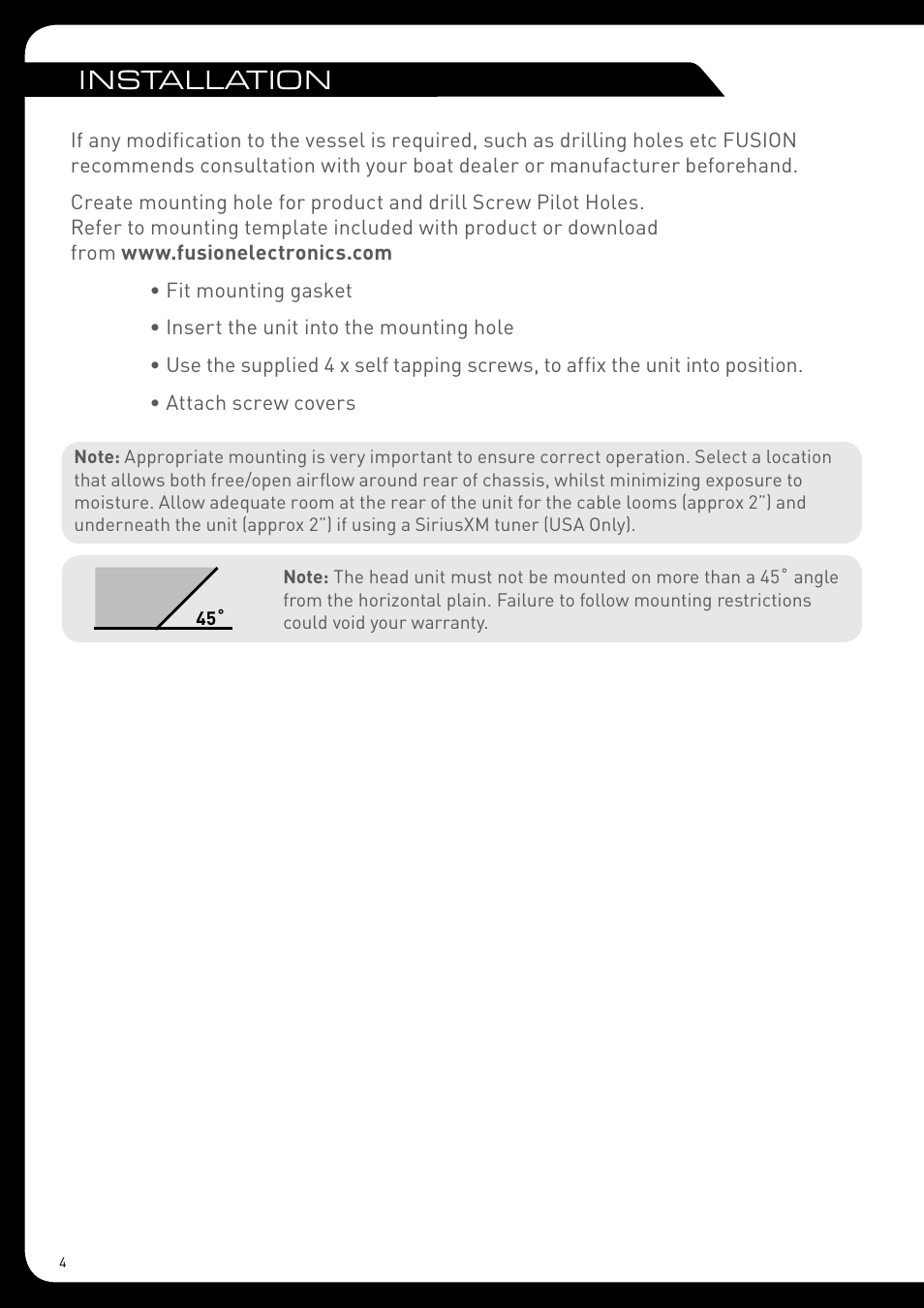 Installation | Fusion MS-RA205 User Manual | Page 4 / 32