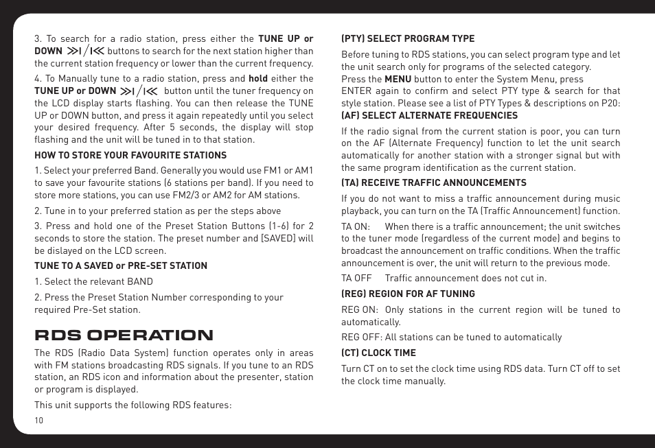 Rds operation | Fusion RV-CD800 User Manual | Page 10 / 32