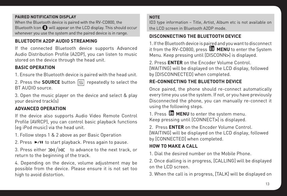 Fusion RV-CD800 User Manual | Page 13 / 32