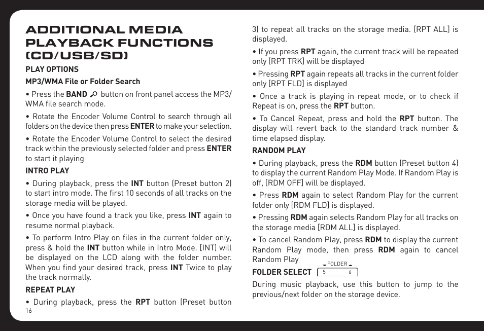 Additional media playback functions (cd/usb/sd) | Fusion RV-CD800 User Manual | Page 16 / 32