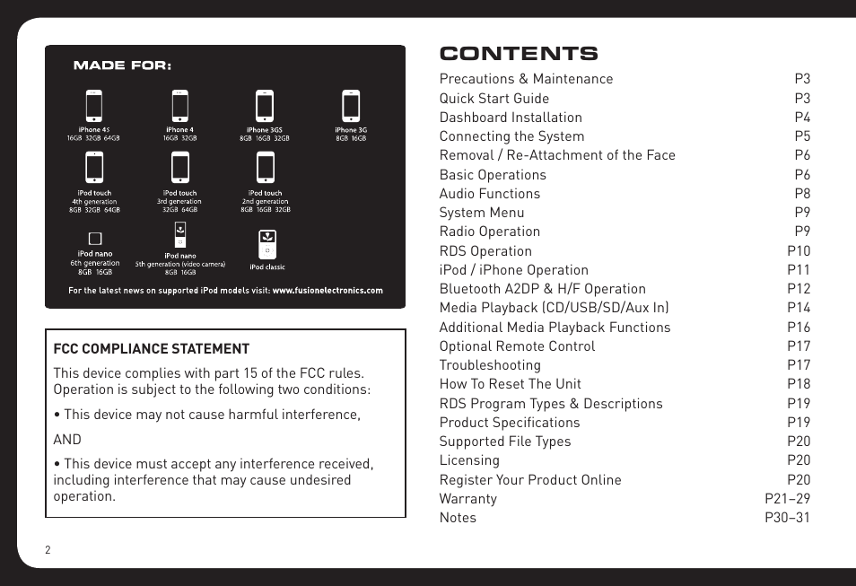 Fusion RV-CD800 User Manual | Page 2 / 32