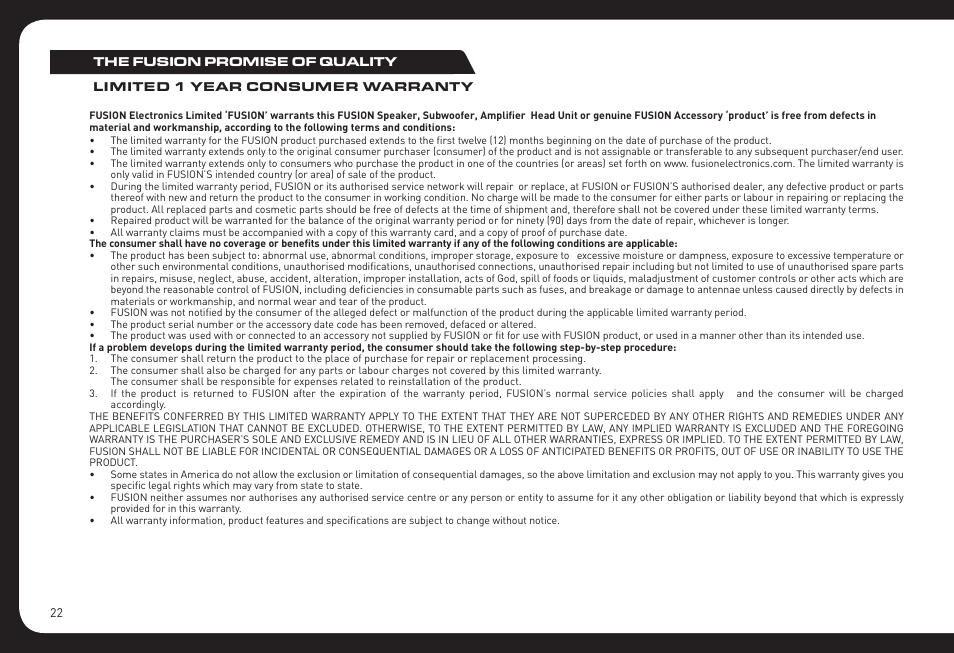 Fusion RV-CD800 User Manual | Page 22 / 32