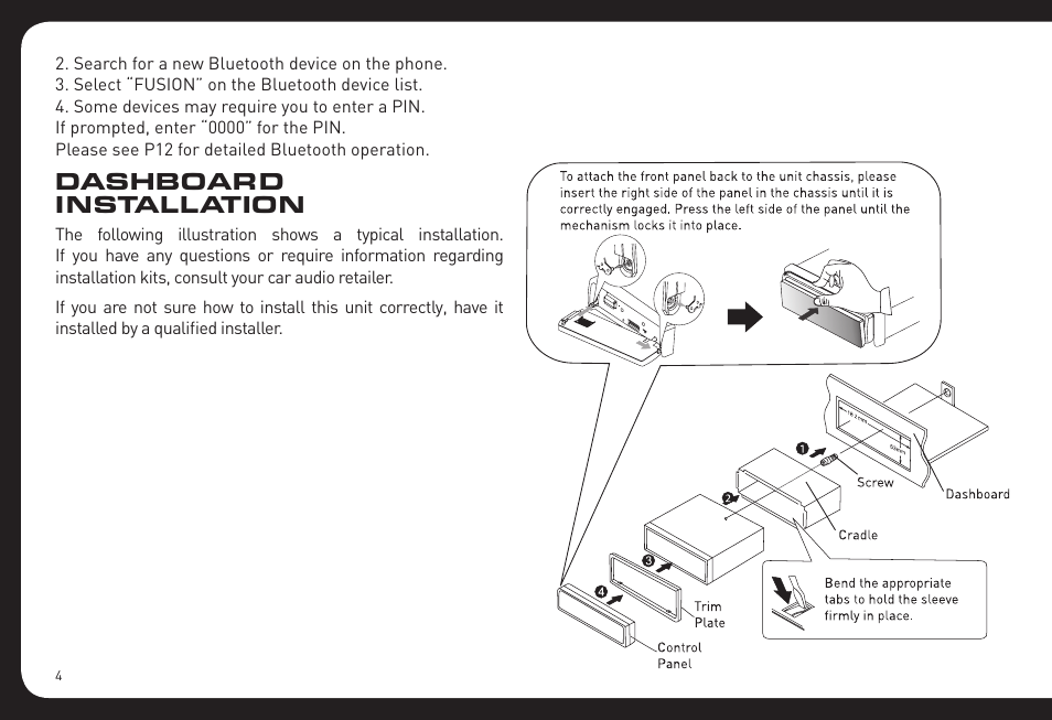 Dashboard installation | Fusion RV-CD800 User Manual | Page 4 / 32