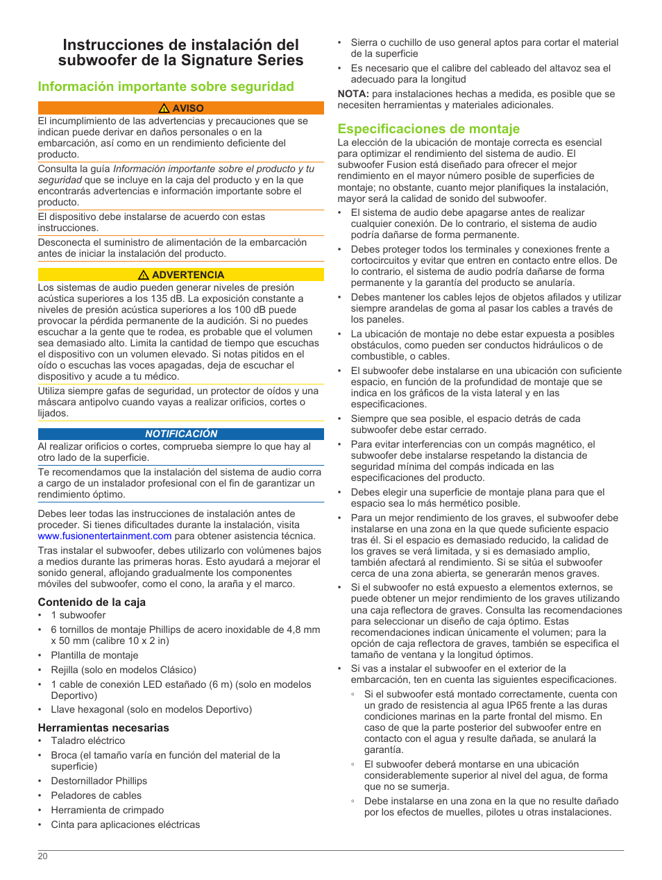 Fusion SG-SL10SPW User Manual | Page 20 / 34