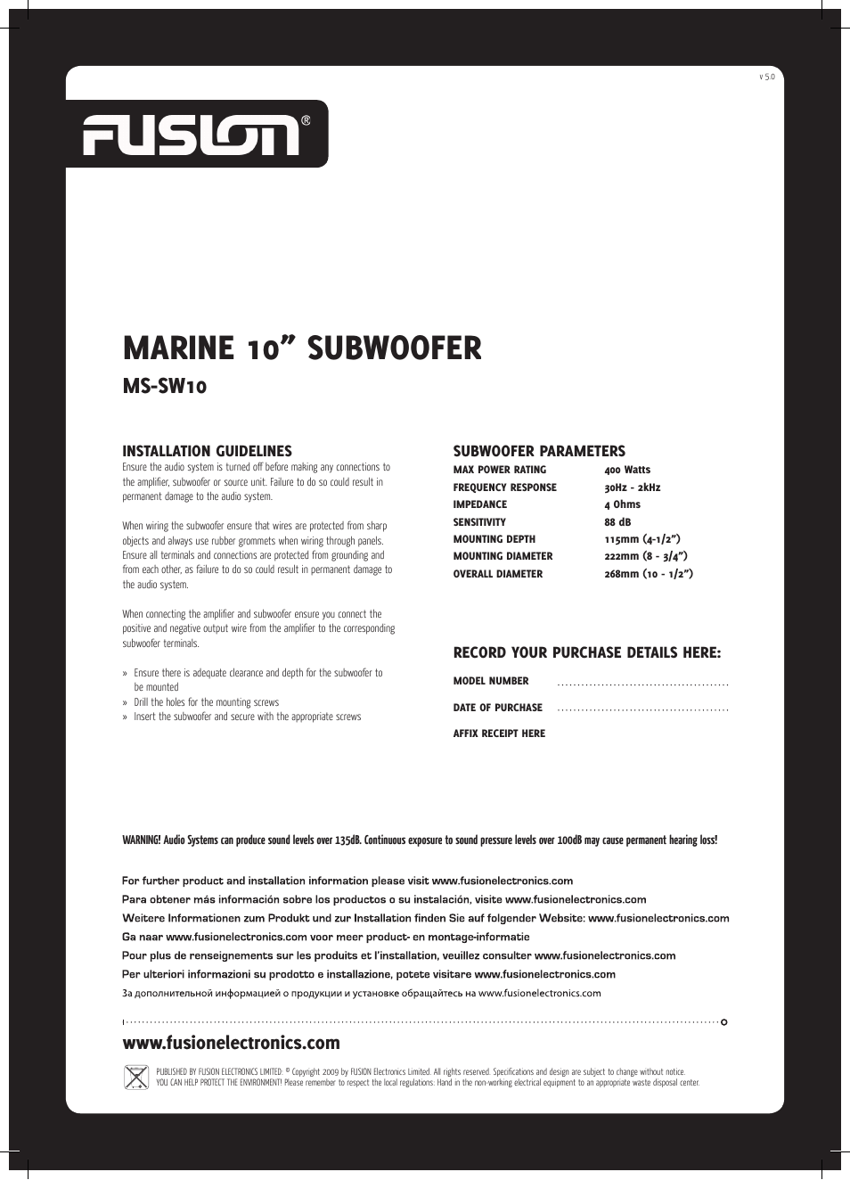Fusion MS-SW10 User Manual | 1 page