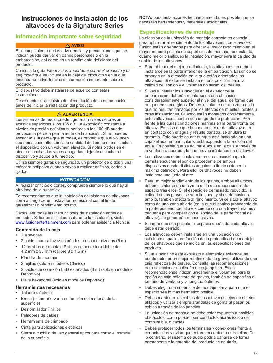 Fusion SG-F65W User Manual | Page 19 / 30