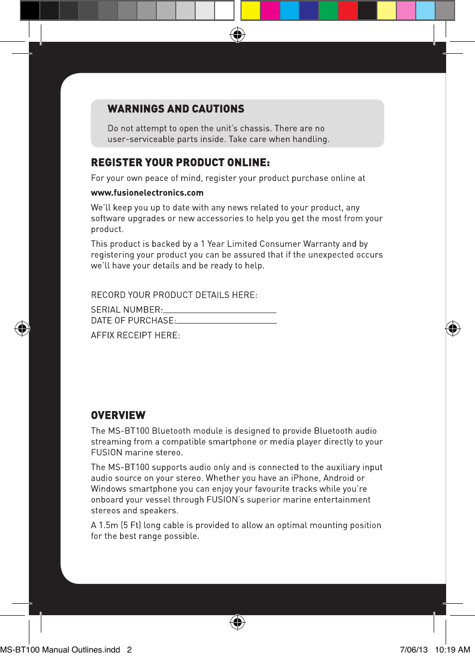 Fusion MS-BT100 User Manual | Page 2 / 8