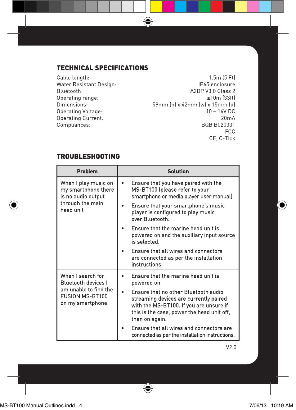 Troubleshooting | Fusion MS-BT100 User Manual | Page 4 / 8