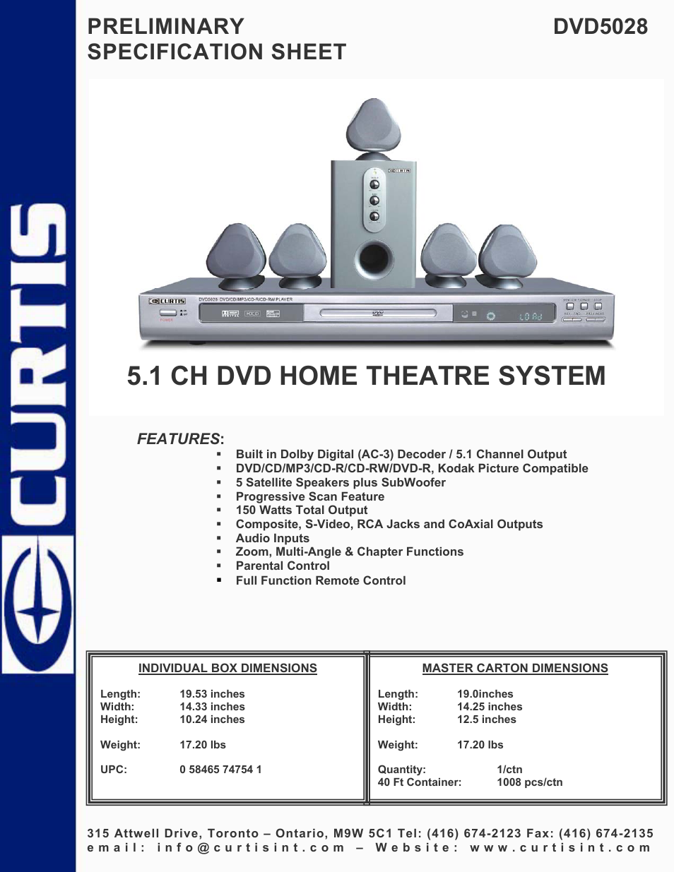 Curtis DVD5028 User Manual | 1 page